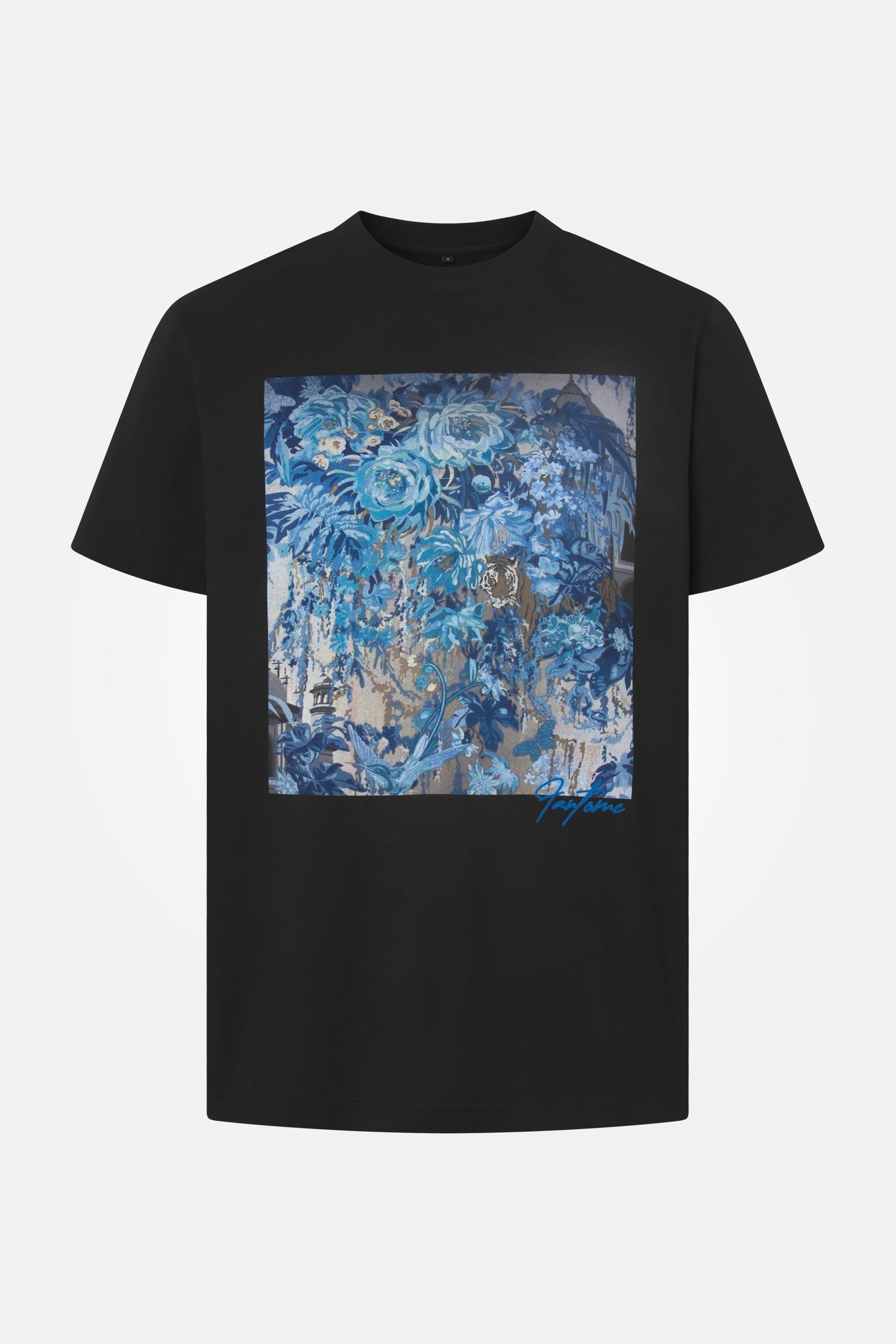 FLORAL BLEU COTTON T-SHIRT