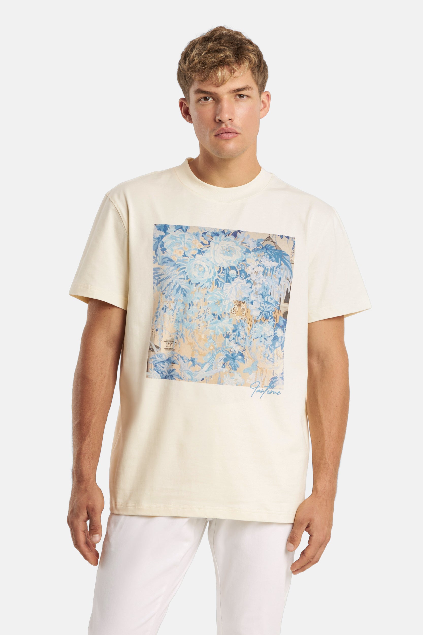 FLORAL BLEU COTTON T-SHIRT