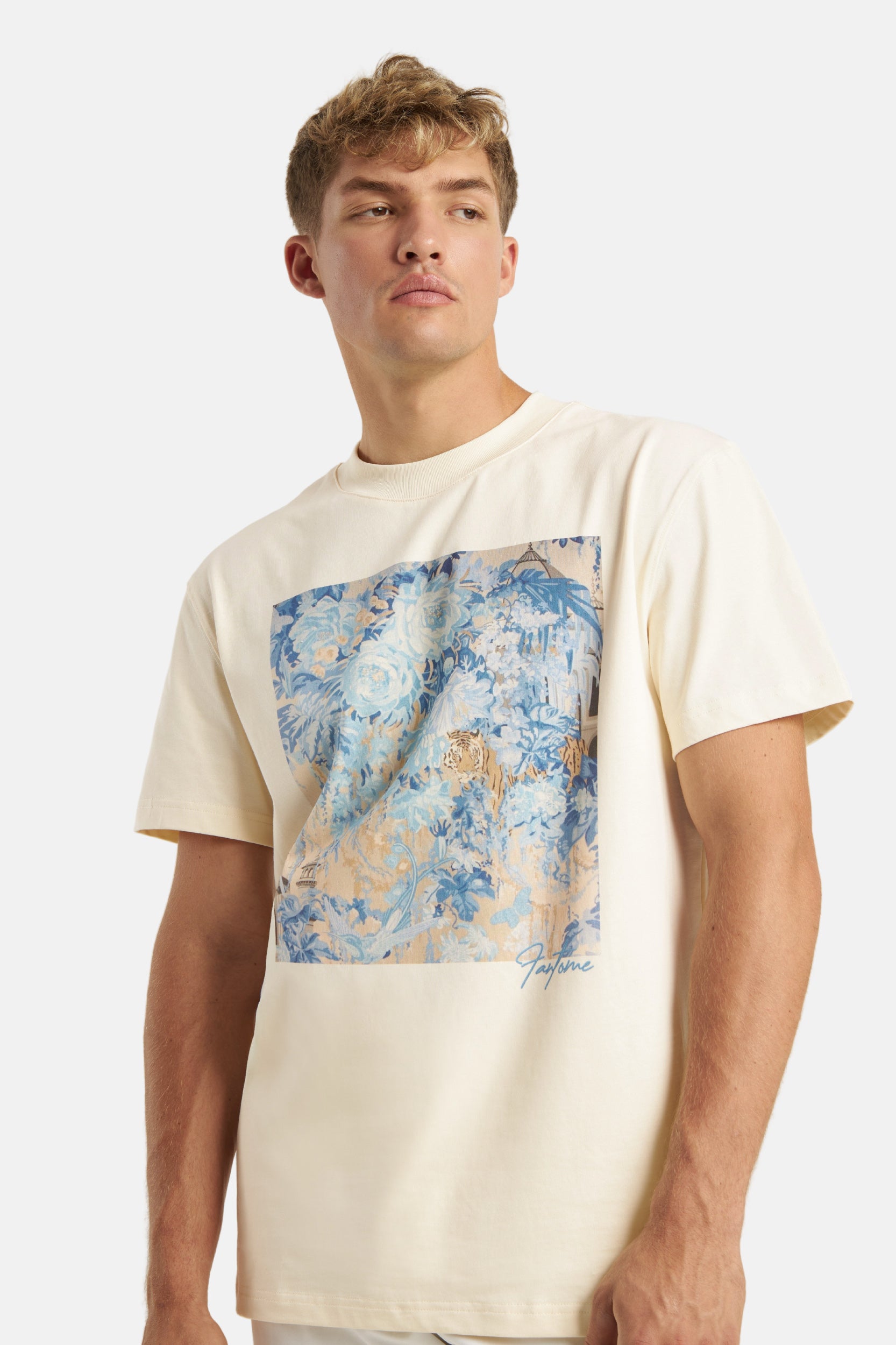 FLORAL BLEU COTTON T-SHIRT
