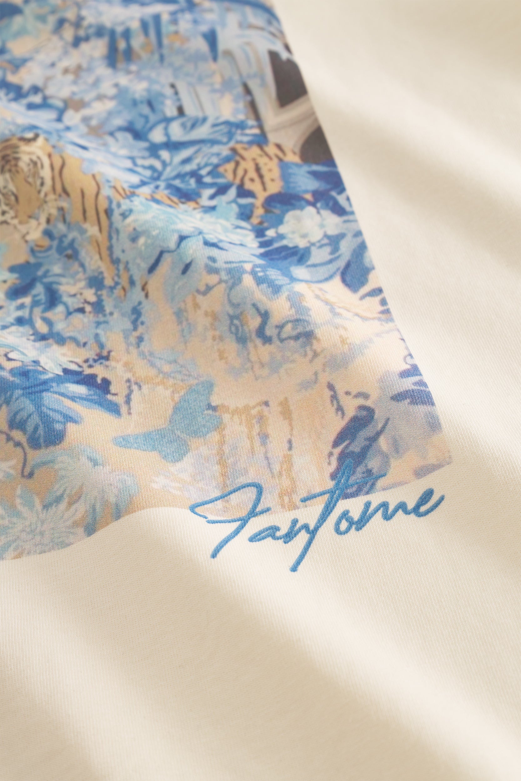 FLORAL BLEU COTTON T-SHIRT