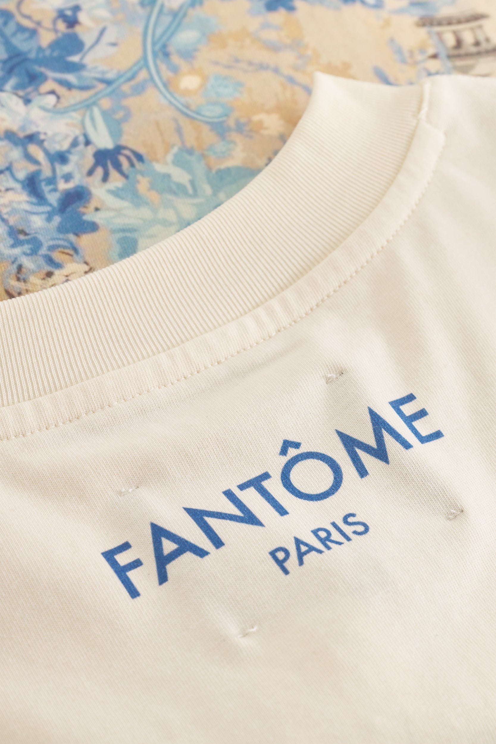 FLORAL BLEU COTTON T-SHIRT