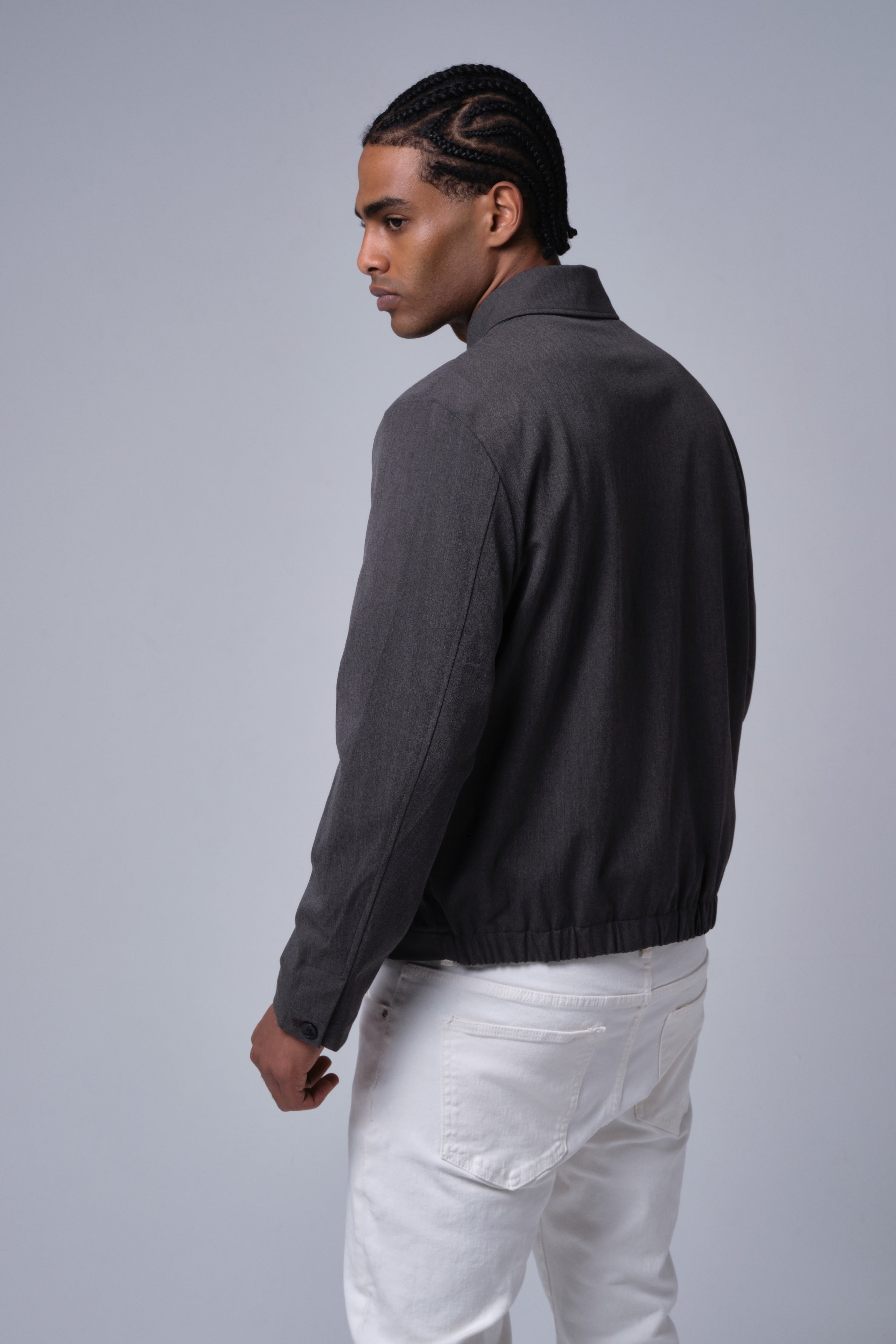 Grafietkleurige jas met rits